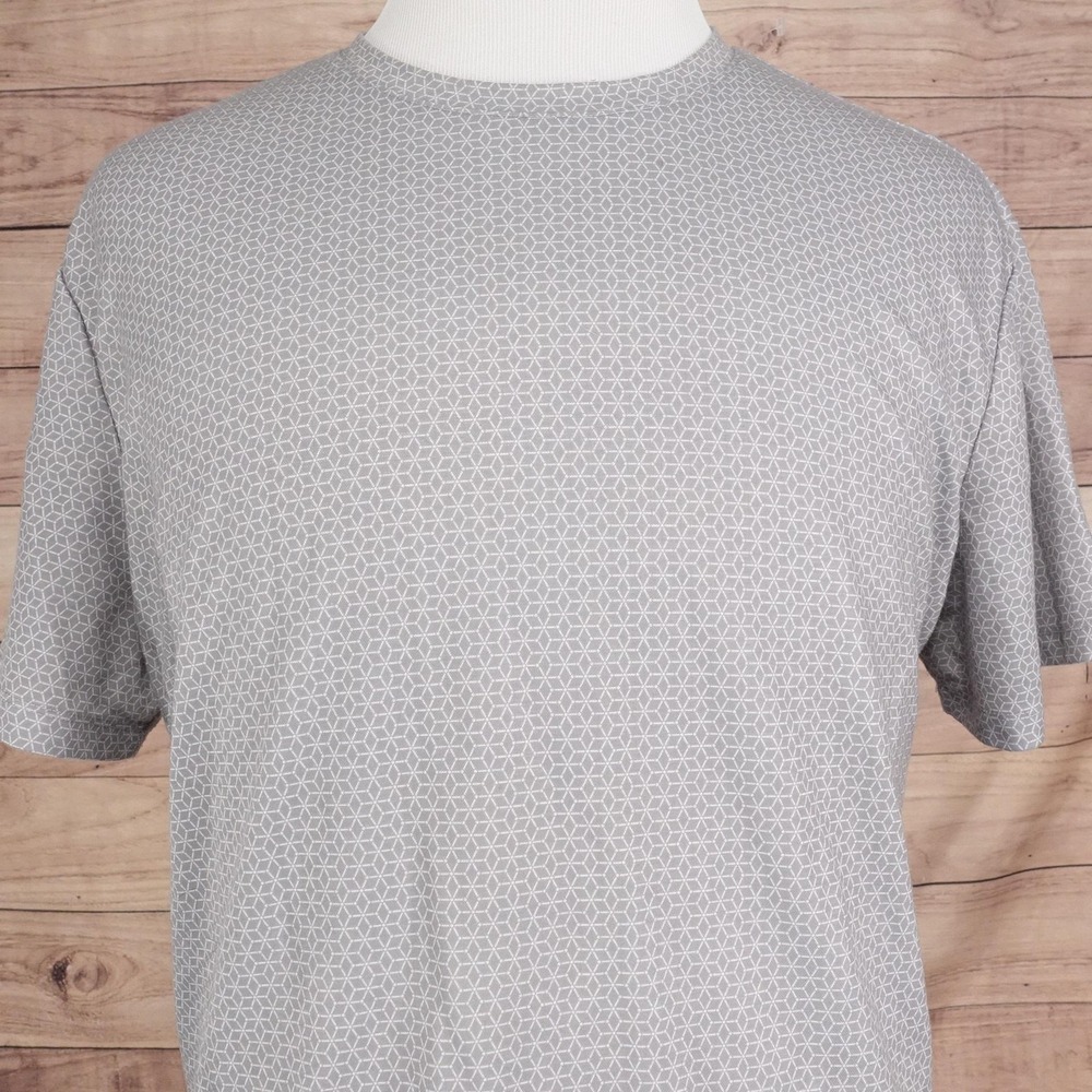 APT.9 Shirt Mens 2XL Slim Fit Gray Geometric Crew Neck Premier Flex Tee T-shirt